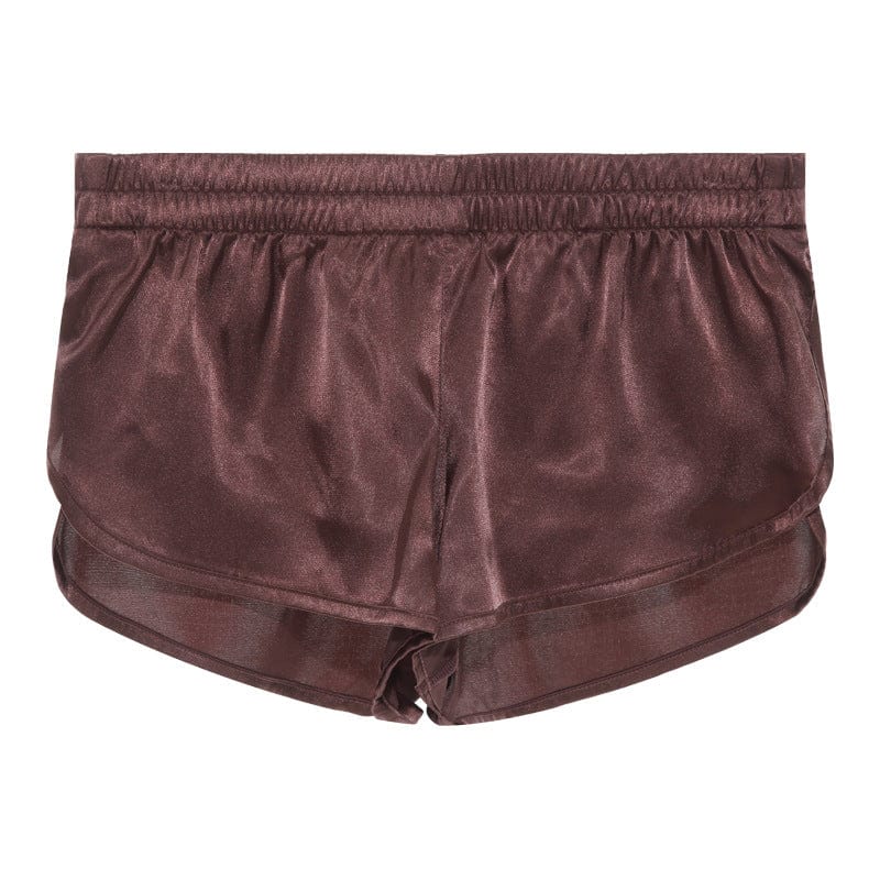 menaful Brown / S Ruffled Mens Solid Color Boxer Briefs