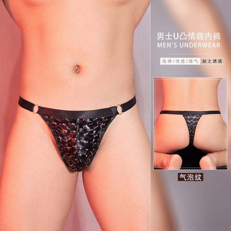 Menaful™ Bubble Print / one-size Men's High Elasticity Printed PU Leather Brief