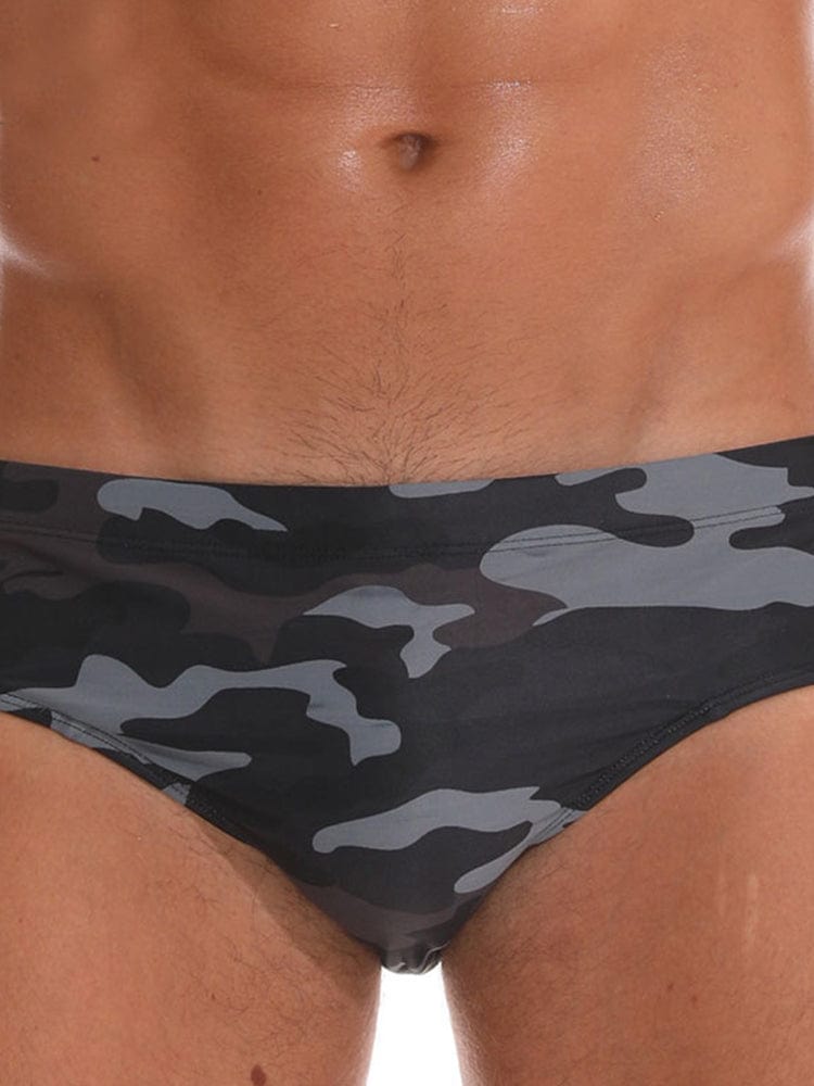 menaful Camouflage / M Solid Color Printed Men's Swim Briefs