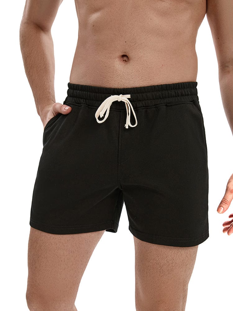 menaful Casual Cotton Sports Shorts-Black