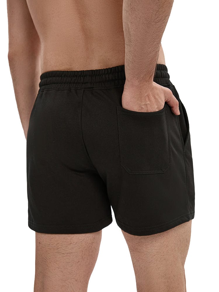 menaful Casual Cotton Sports Shorts-Black