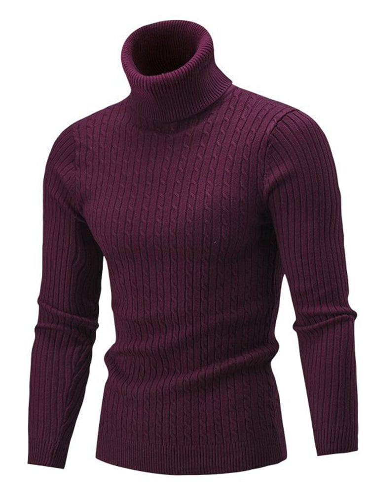 menaful Claret / M Men's Turtleneck Bottoming Sweater