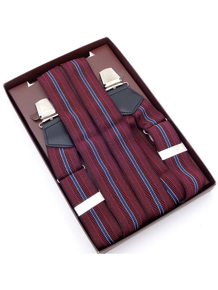 menaful Claret Strap / Polyester British style men's cheek suspenders with side clips