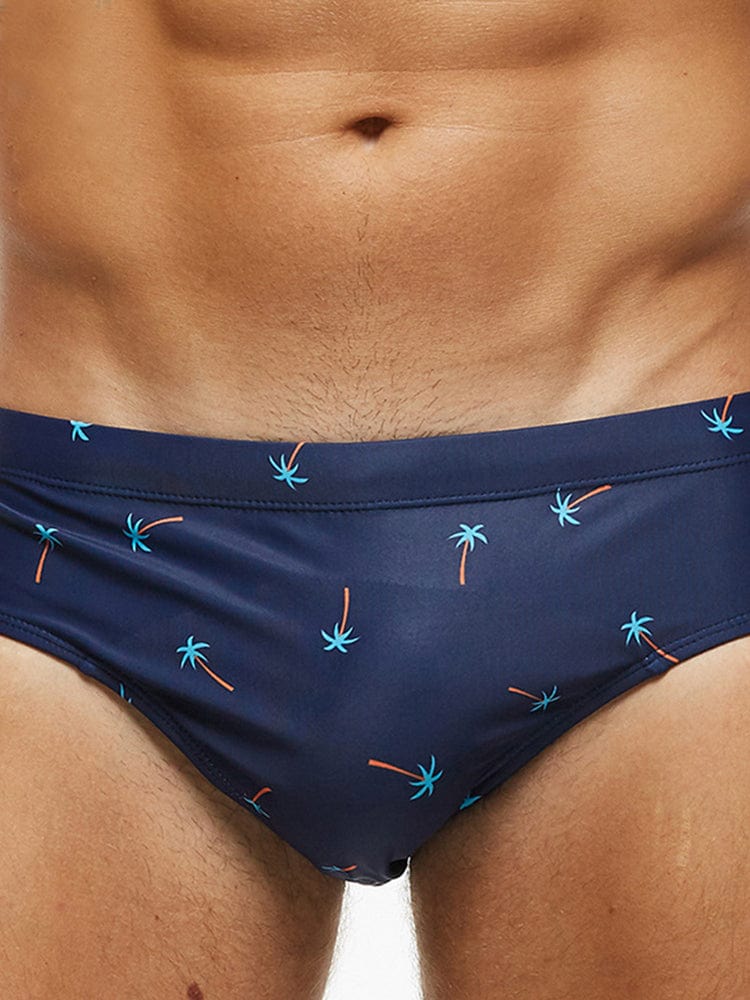 menaful Coconut Tree / M Solid Color Printed Men's Swim Briefs