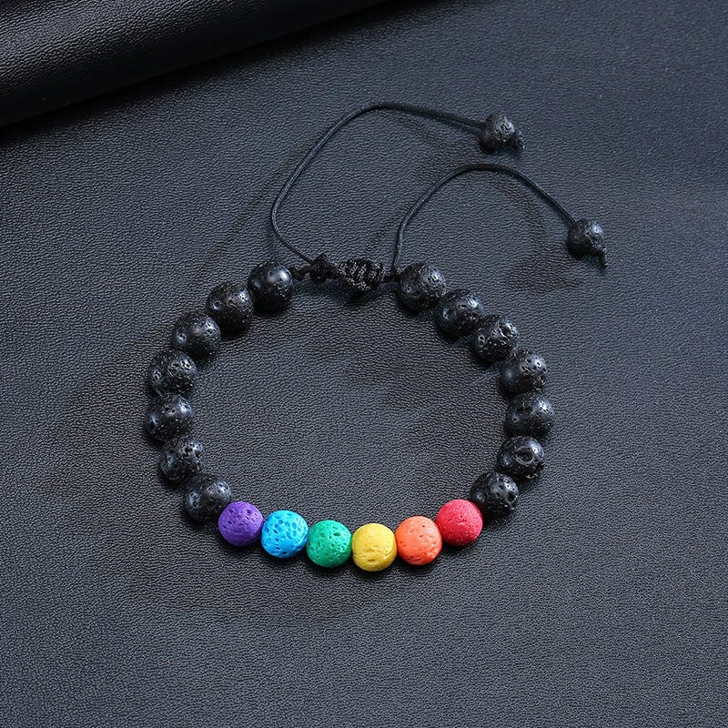 Menaful™ Colorful beads Rainbow bead lava stone bracelet PB-069