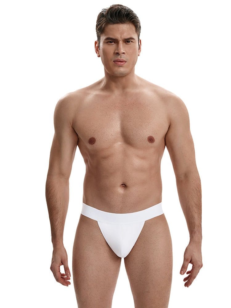 menaful Cool and Breathable Mid Waist Men's Thong - White