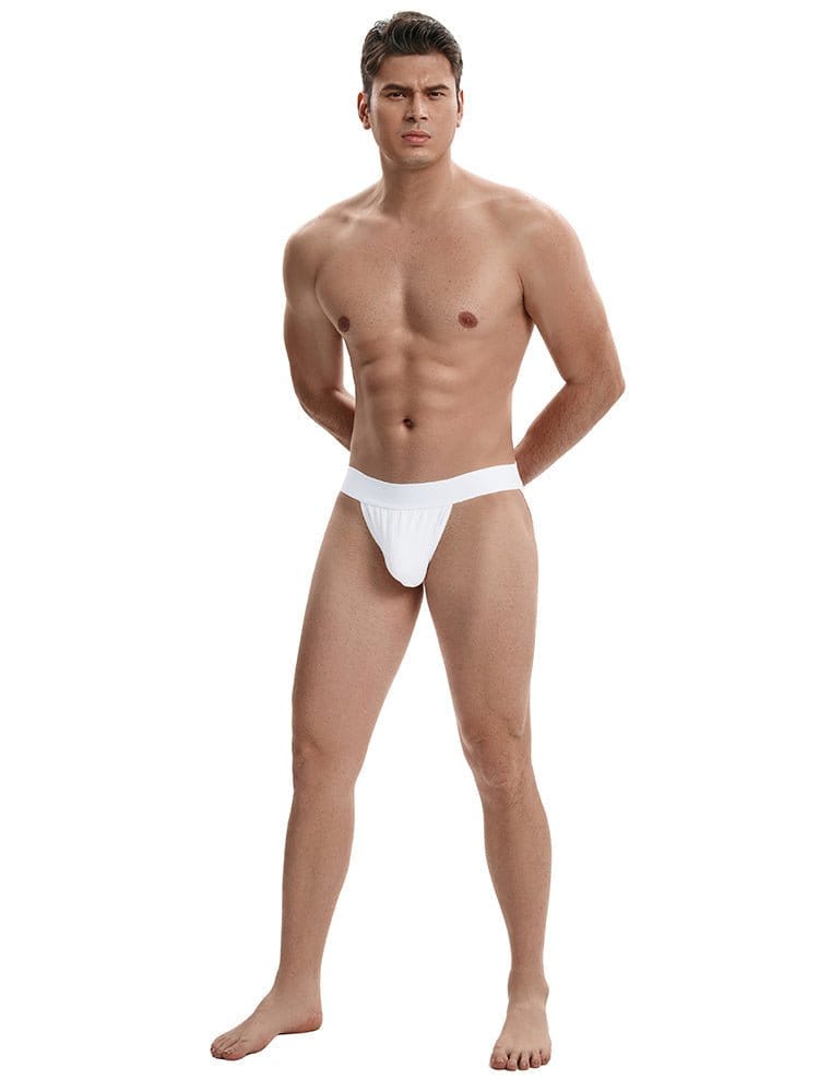 menaful Cool and Breathable Mid Waist Men's Thong - White