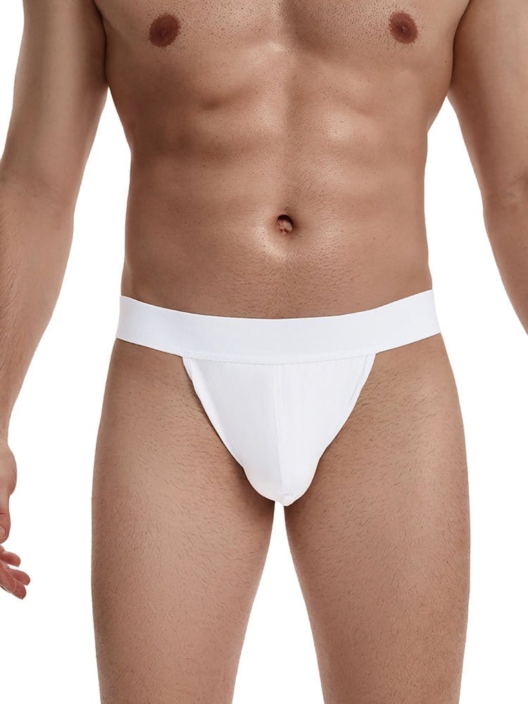 menaful Cool and Breathable Mid Waist Men's Thong - White