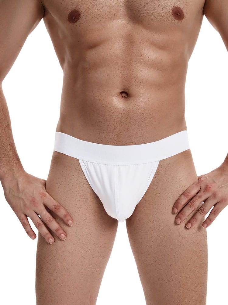 menaful Cool and Breathable Mid Waist Men's Thong - White