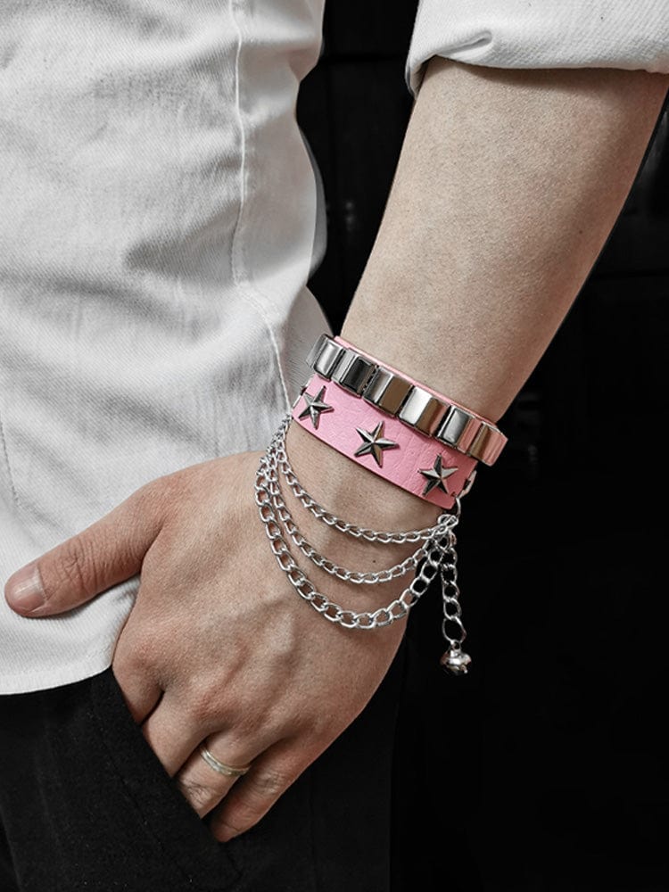 menaful D / Adjustable Punk Leather Stud Bracelet