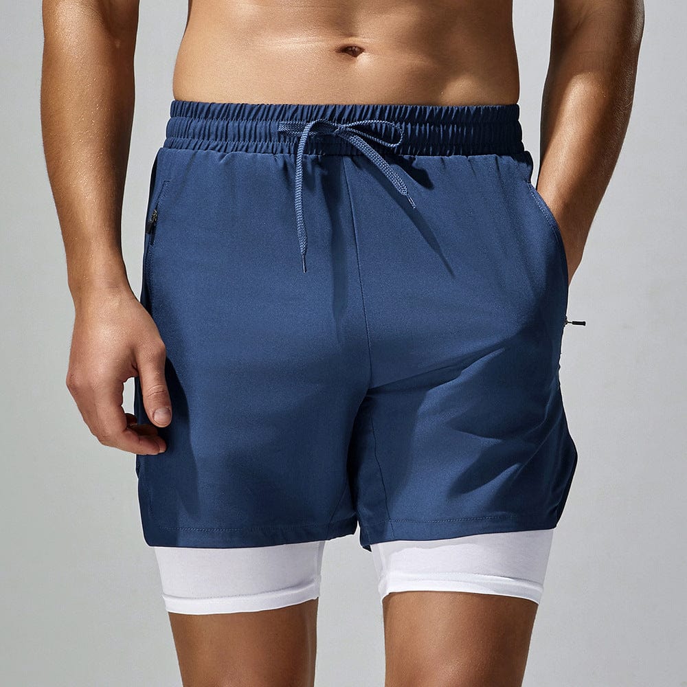 Menaful™ dark blue / M Men's Double-Layer Quick-Dry Fitness Shorts