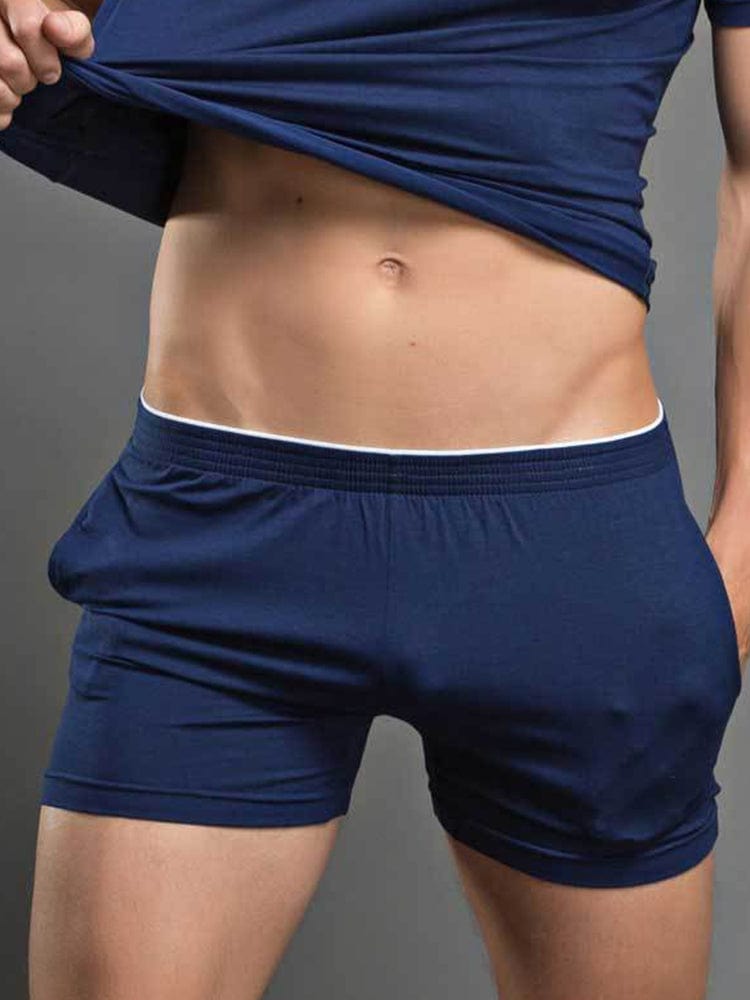 menaful Dark Blue / M Men's Modal Solid Colour Home Shorts