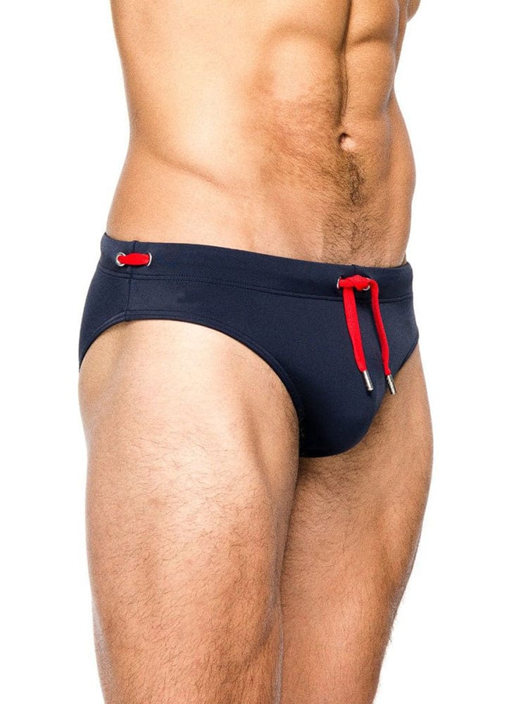 menaful Dark Blue / M Men's Solid Color Sexy Triangle Swim Briefs