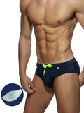 menaful Dark Blue / M Men's Summer Underwear With Sponge Pad Swim Briefs