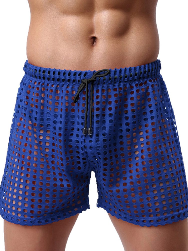 menaful Dark Blue / S Men's Loose Sexy Mesh Shorts