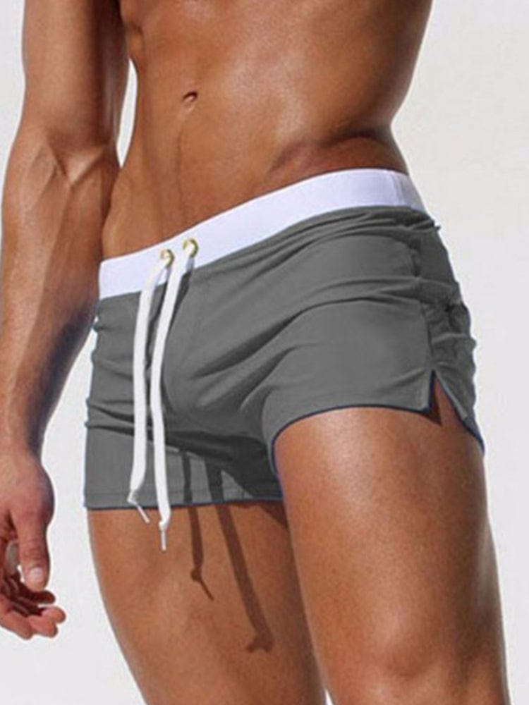 menaful Dark Gray / S Men's Solid Color Beach Quick-drying Flat Swim Trunks