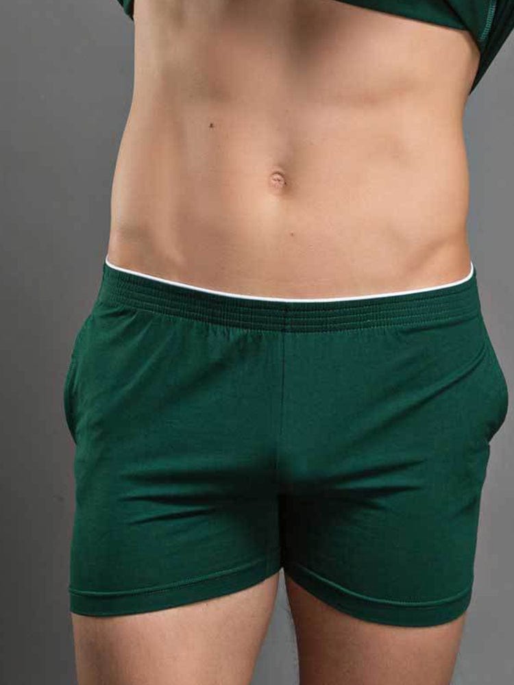 menaful Dark Green / M Men's Modal Solid Colour Home Shorts