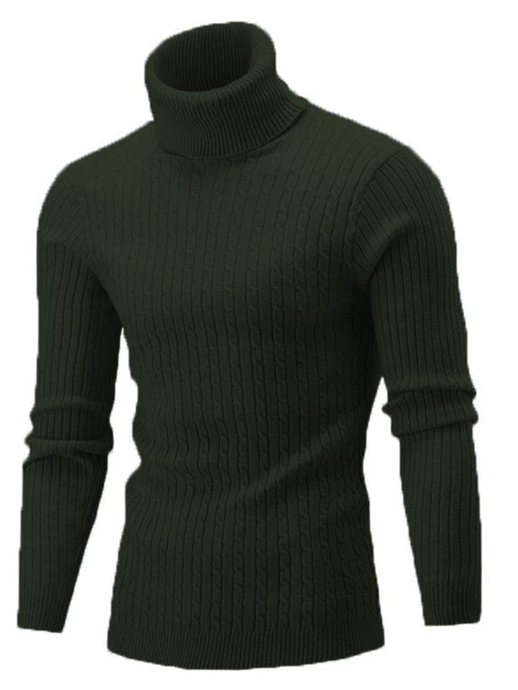 menaful Dark Green / M Men's Turtleneck Bottoming Sweater