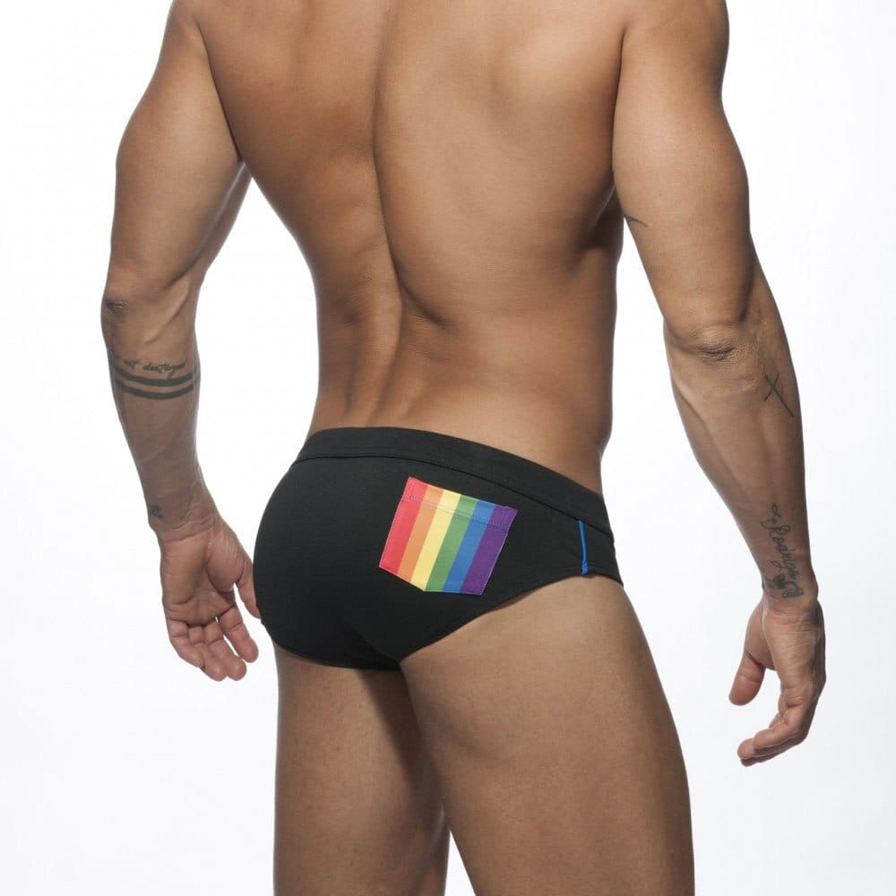 menaful dky4-Black / M Rainbow Print Low Waist Sexy Swimwear