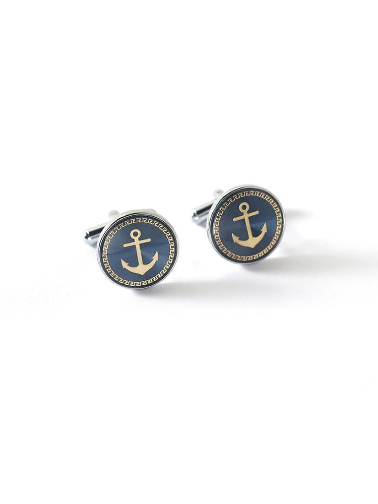 menaful Drip Enamel Boat Anchor Cufflinks