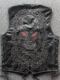 menaful Embroidered Skull Vest In Top-Grain Leather