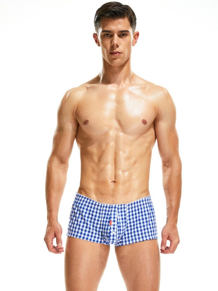 menaful Fashion Plaid Cotton Home Boxer Briefs