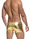 menaful Faux Leather Trendy Swim Boxers