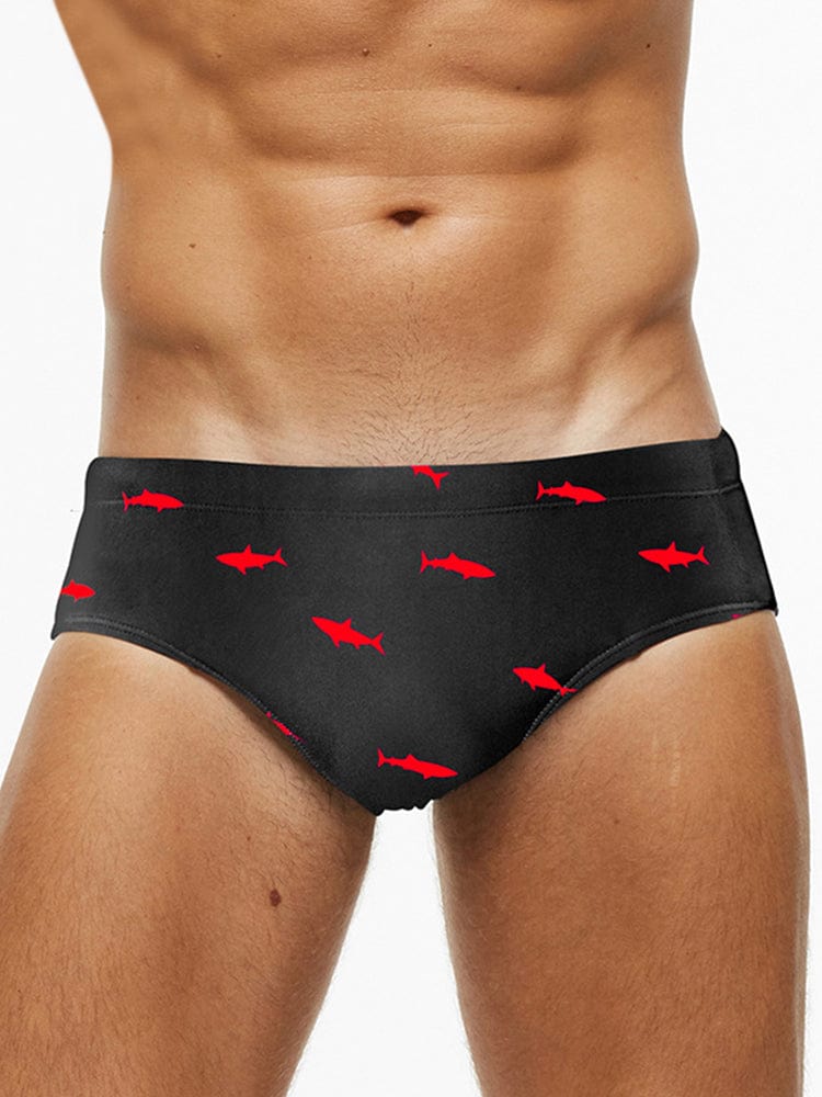 menaful Fish / M Solid Color Printed Men's Swim Briefs