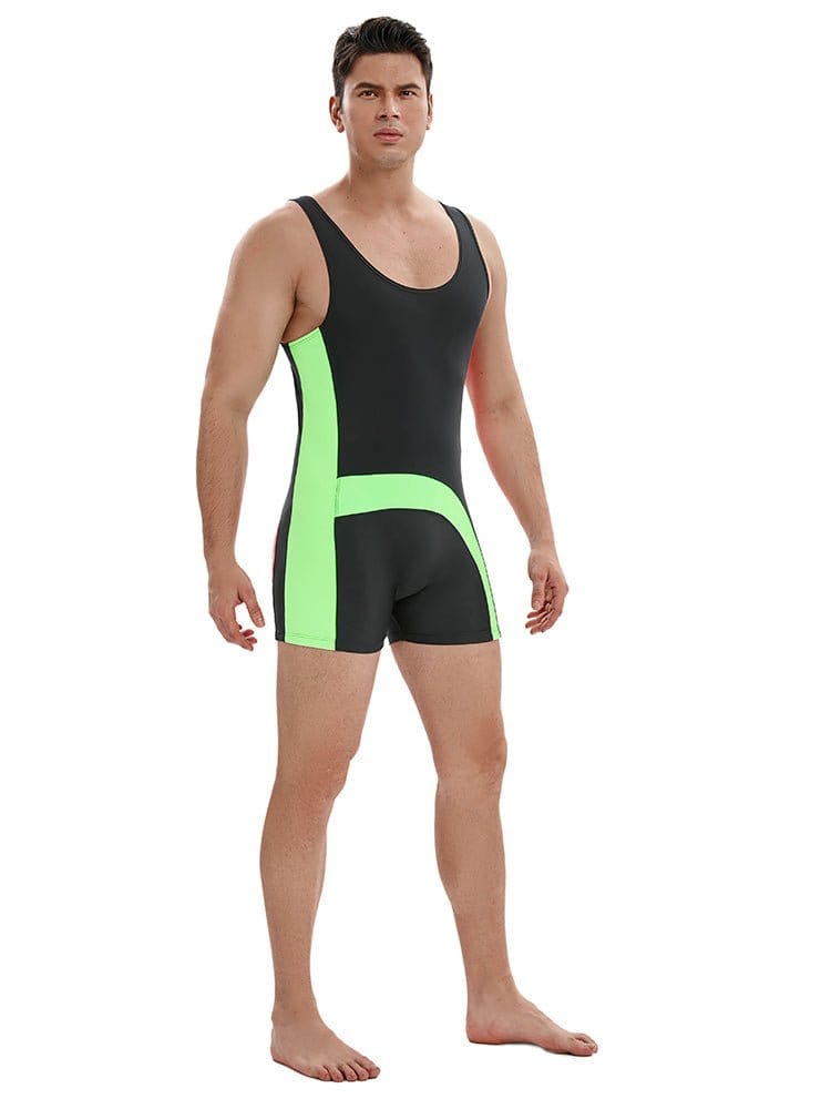 menaful Fitness Wrestling Leotard Singlet Bodysuit-Black