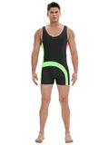 menaful Fitness Wrestling Leotard Singlet Bodysuit-Black