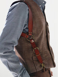 menaful Genuine Leather Vintage Cowhide Holster Side Clip Hook With Strap Clip