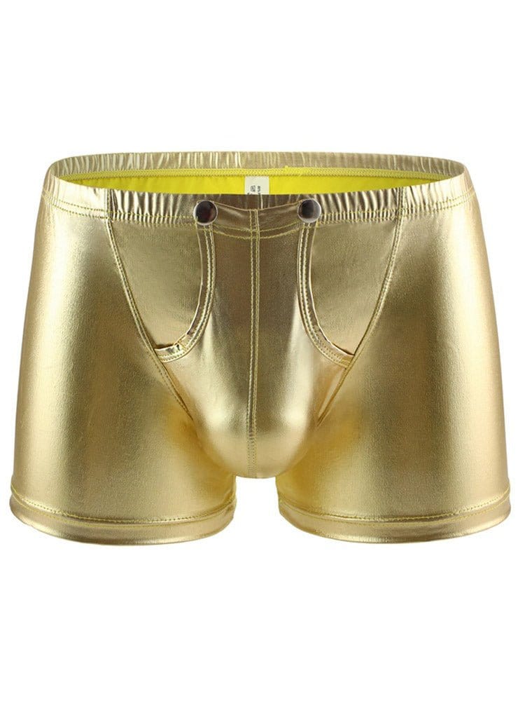 menaful Gold / M Men's Leather Detachable Boxers