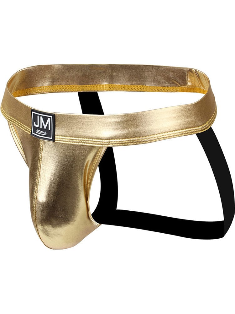 menaful Gold / M Men's Open Crotch Leather Double Thong