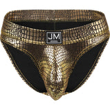 menaful Gold / M Triangular Snakeskin Print Briefs