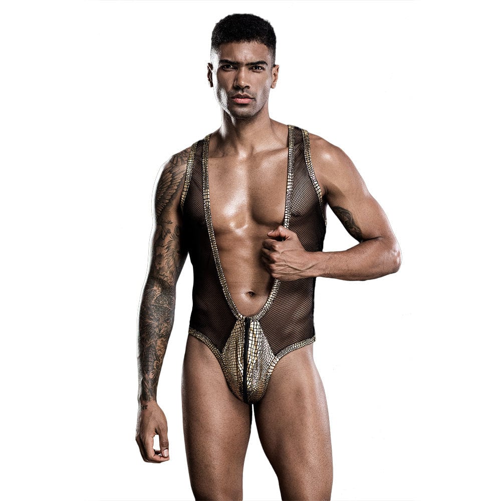 Menaful™ gold Men's Golden Erotic Jumpsuit