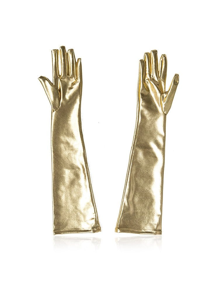 menaful Gold / One Size Erotic Pu Leather Gloves