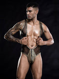 menaful Gold / One Size Men's Gold One-piece Open Crotch Erotic Uniform