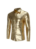 menaful Gold / S Nightclub Bright Long Sleeve Shirt