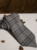 menaful Gray British Vintage Checkered Plaid Necktie