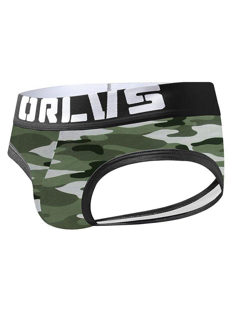 menaful Gray / M Camouflage Cotton Sexy Men's Backless Brief