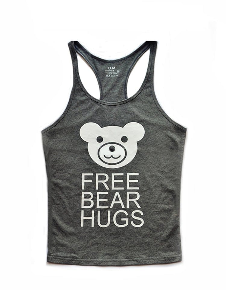 menaful Gray / M Free Bear Hugs Tank Tops