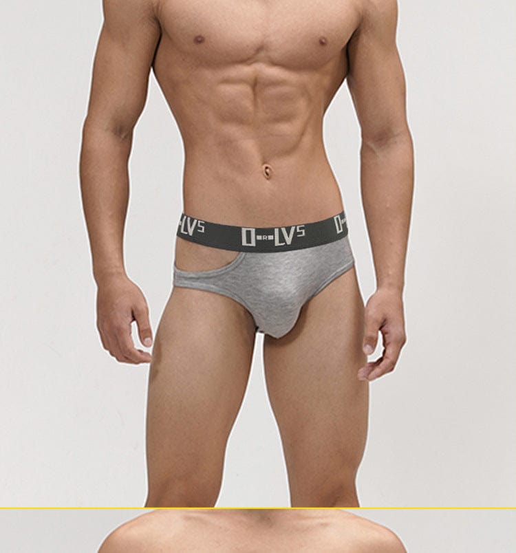 Menaful™ gray / M Men's Cotton Hollow-out Sexy Briefs With Side Cutouts