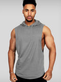 menaful Gray / M Men's Hooded Fitness Racerback Vest