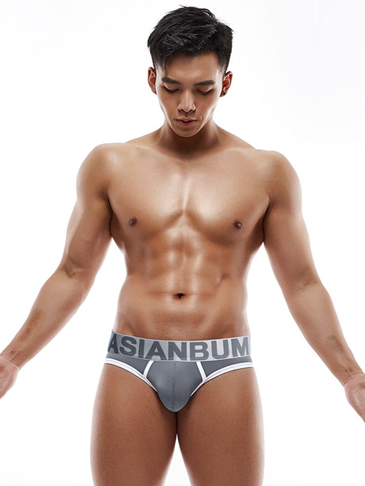 menaful Gray / M Men's Low Waist Nylon Ice Silk Briefs