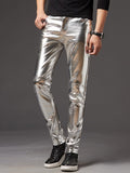 menaful Gray / M Men's Motorcycle Casual Leather Pants