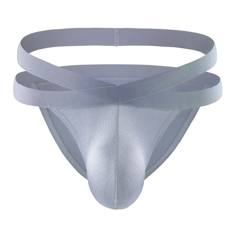 Menaful™ gray / M Men's Nylon Elastic Bulge-Enhancing Solid Color Briefs