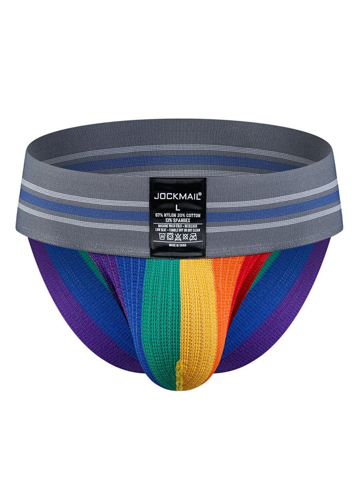 menaful Gray / M Men's Rainbow Stripes Pride Brief