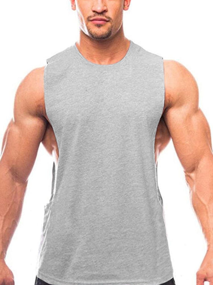 menaful Gray / M Men's Solid Color Sports Fitness Vest