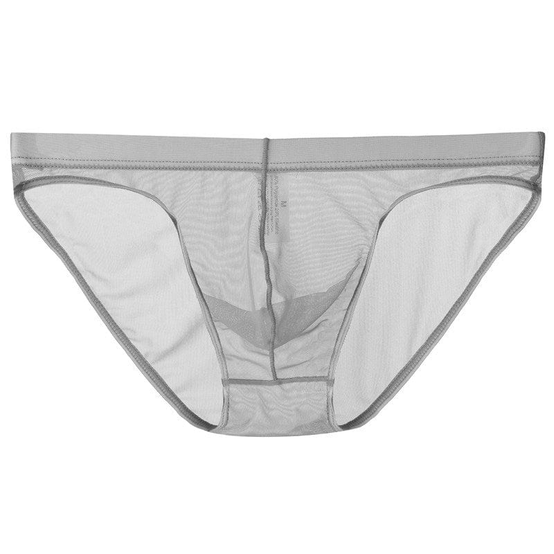 menaful Gray / M Mesh Low Waist Sexy Pouch Bag Briefs