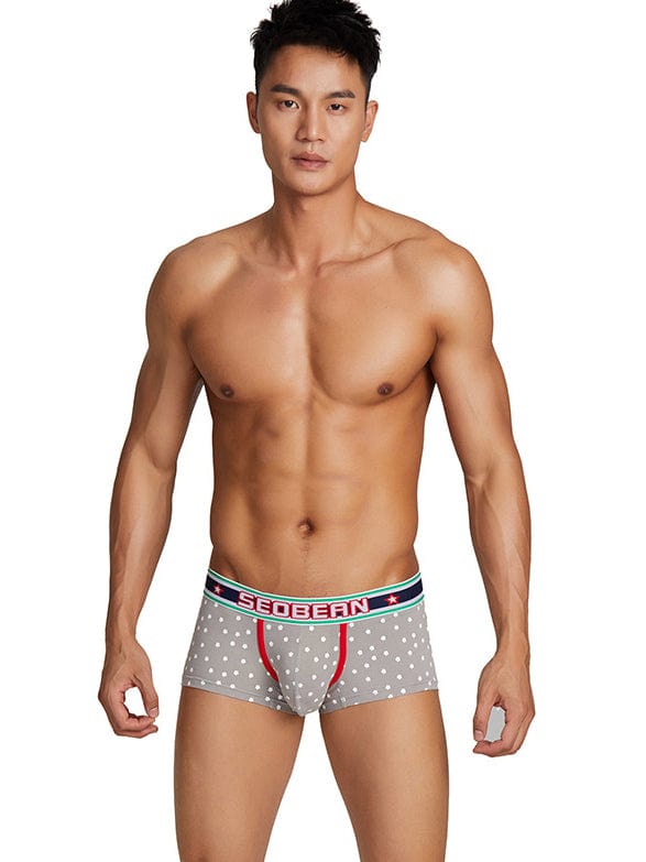 menaful Gray / M Sexy Low Rise Snowflake Boxer Briefs